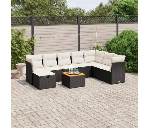 9-Daļīgs Dārza Dīvāna Komplekts, Matrači, Melna Pe Rotangpalma Vidaxl