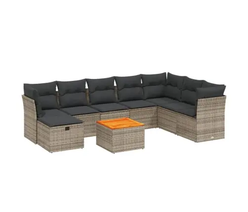 Sofos Komplektas Su Pagalvėlėmis, 9 Dalių, Pilkas, Poliratanas