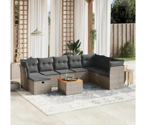 Sofos Komplektas Su Pagalvėlėmis, 9 Dalių, Pilkas, Poliratanas