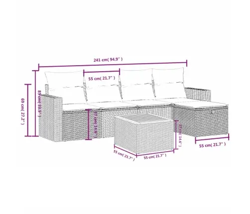 6-Daļīgs Dārza Dīvāna Komplekts, Matrači, Melna Pe Rotanpalma Vidaxl