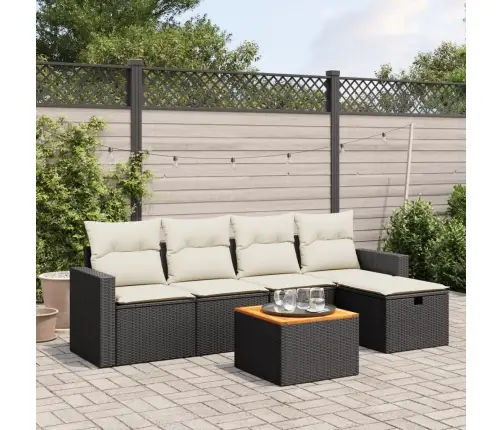 Sofos Komplektas Su Pagalvėlėmis, 6 Dalių, Juodas, Poliratanas