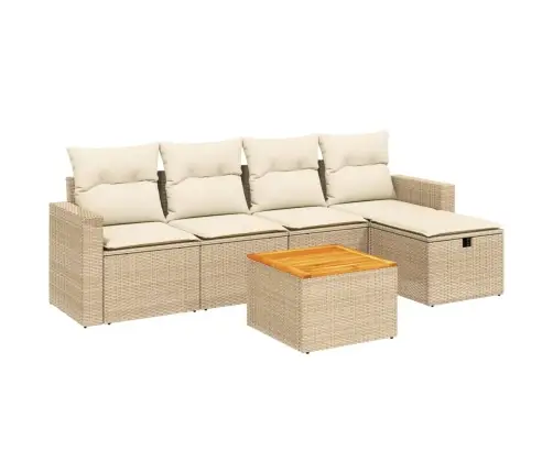 6-Daļīgs Dārza Dīvāna Komplekts, Matrači, Bēša Pe Rotangpalma Vidaxl