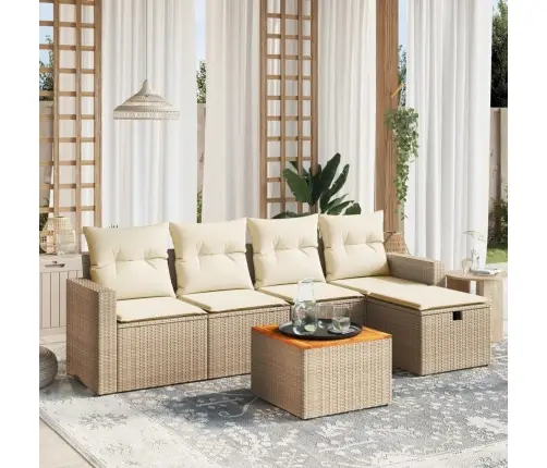 6-Daļīgs Dārza Dīvāna Komplekts, Matrači, Bēša Pe Rotangpalma Vidaxl