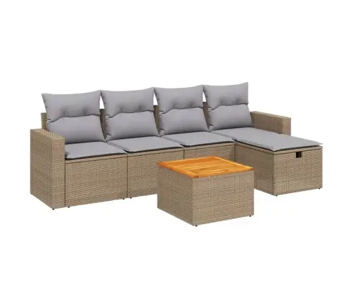 6-Daļīgs Dārza Dīvāna Komplekts, Matrači, Bēša Pe Rotangpalma Vidaxl