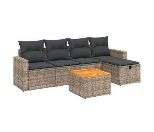 6-Daļīgs Dārza Dīvāna Komplekts Ar Matračiem, Pelēks Pe Pinums Vidaxl