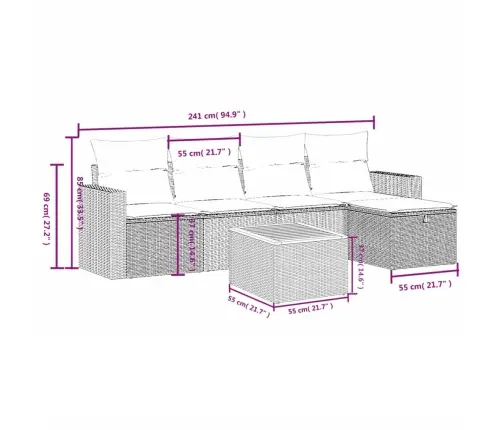 6-Daļīgs Dārza Dīvāna Komplekts Ar Matračiem, Pelēks Pe Pinums Vidaxl