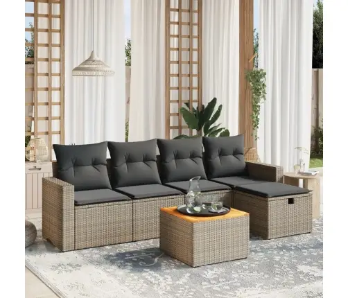 6-Daļīgs Dārza Dīvāna Komplekts Ar Matračiem, Pelēks Pe Pinums Vidaxl