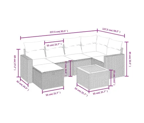 7-Osaline Aiadiivani Komplekt Patjadega, Beežid Toonid