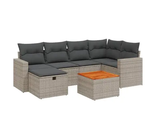 7-Daļīgs Dārza Dīvāna Komplekts, Matrači, Pelēka Pe Rotangpalma Vidaxl