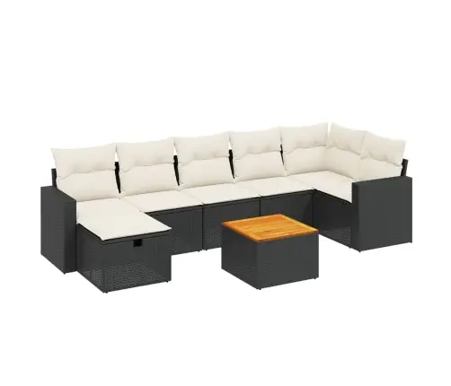 8-Daļīgs Dārza Dīvāna Komplekts, Matrači, Melna Pe Rotangpalma Vidaxl