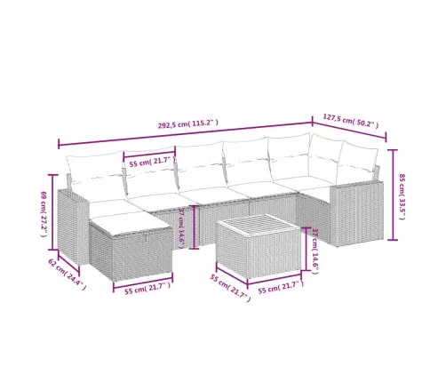8-Daļīgs Dārza Dīvāna Komplekts, Matrači, Melna Pe Rotangpalma Vidaxl