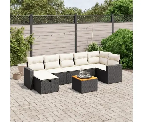 8-Daļīgs Dārza Dīvāna Komplekts, Matrači, Melna Pe Rotangpalma Vidaxl