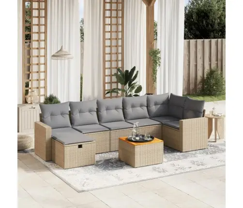 8-Osaline Aiadiivani Komplekt Patjadega, Beež, Polürotang