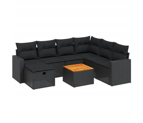 8-Daļīgs Dārza Dīvāna Komplekts, Matrači, Melna Pe Rotangpalma Vidaxl