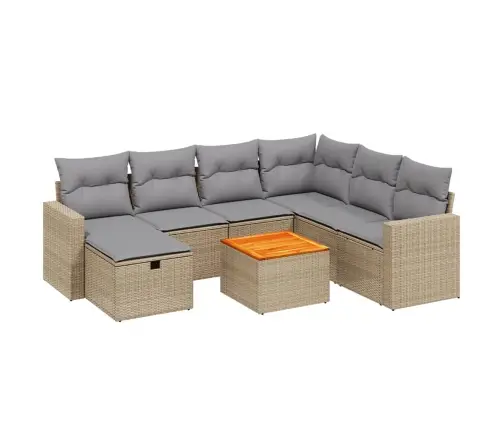 8-Daļīgs Dārza Dīvāna Komplekts, Matrači, Bēša Pe Rotangpalma Vidaxl