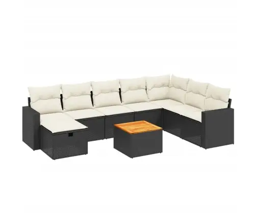 9-Daļīgs Dārza Dīvāna Komplekts, Matrači, Melna Pe Rotangpalma Vidaxl