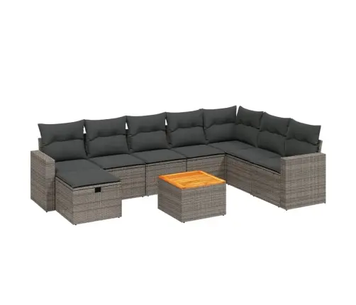 Sofos Komplektas Su Pagalvėlėmis, 9 Dalių, Pilkas, Poliratanas