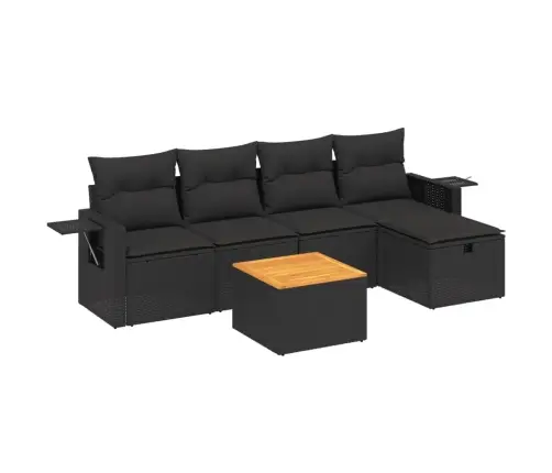 6-Daļīgs Dārza Dīvāna Komplekts, Matrači, Melna Pe Rotanpalma Vidaxl