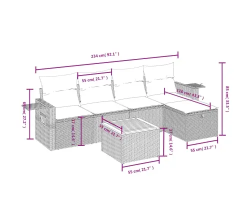 6-Osaline Aiadiivani Komplekt Patjadega, Must, Polürotang