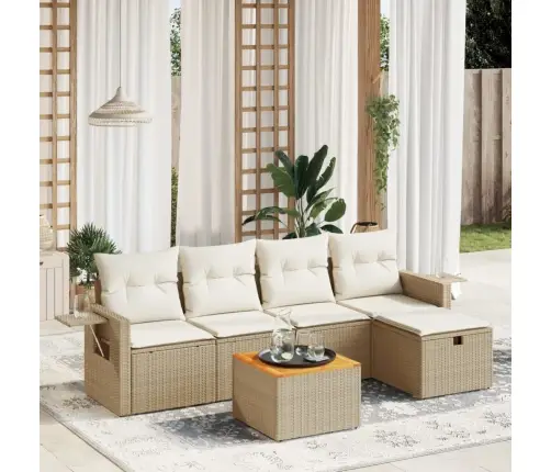 6-Osaline Aiadiivani Komplekt Patjadega, Beež, Polürotang