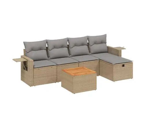 6-Daļīgs Dārza Dīvāna Komplekts, Matrači, Bēša Pe Rotangpalma Vidaxl