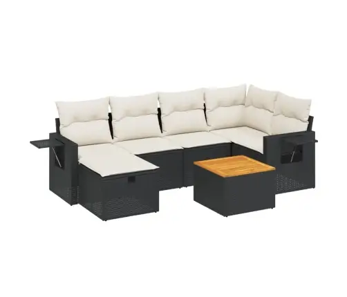 7-Daļīgs Dārza Dīvāna Komplekts Ar Matračiem, Melna Pe Vidaxl