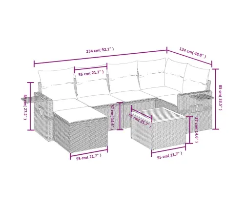 7-Daļīgs Dārza Dīvāna Komplekts Ar Matračiem, Melna Pe Vidaxl