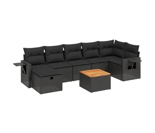 8-Daļīgs Dārza Dīvāna Komplekts, Matrači, Melna Pe Rotangpalma Vidaxl