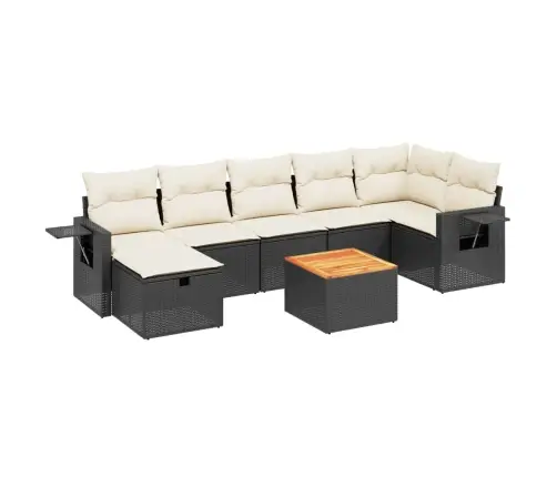 Sofos Komplektas Su Pagalvėlėmis, 8 Dalių, Juodas, Poliratanas