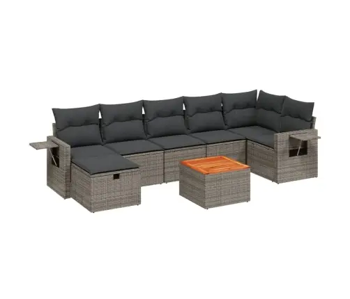 8-Daļīgs Dārza Dīvāna Komplekts Ar Matračiem, Pelēks Pe Pinums Vidaxl