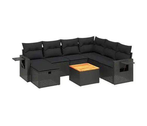 8-Daļīgs Dārza Dīvāna Komplekts, Matrači, Melna Pe Rotangpalma Vidaxl