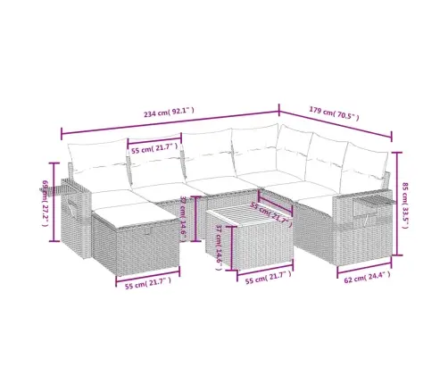 8-Daļīgs Dārza Dīvāna Komplekts, Matrači, Melna Pe Rotangpalma Vidaxl
