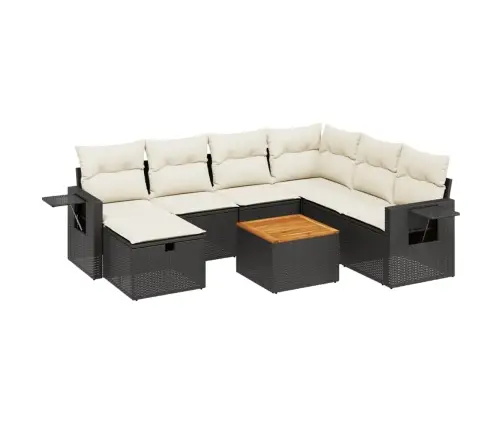 8-Daļīgs Dārza Dīvāna Komplekts, Matrači, Melna Pe Rotangpalma Vidaxl