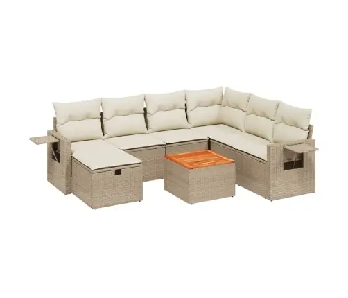 8-Daļīgs Dārza Dīvāna Komplekts, Matrači, Bēša Pe Rotangpalma Vidaxl 8-Daļīgs Dārza Dīvāna Komplekts, Matrači, Bēša Pe Rotangpalma Vidaxl