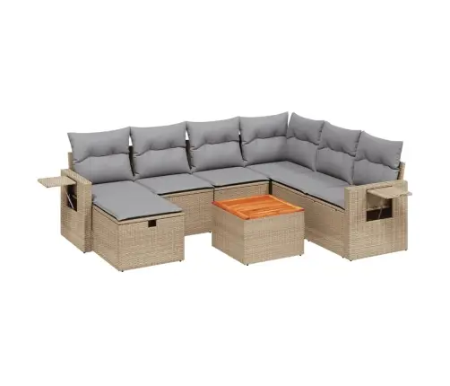 8-Daļīgs Dārza Dīvāna Komplekts, Matrači, Bēša Pe Rotangpalma Vidaxl