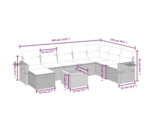 9-Osaline Aiadiivani Komplekt Patjadega, Beež, Polürotang
