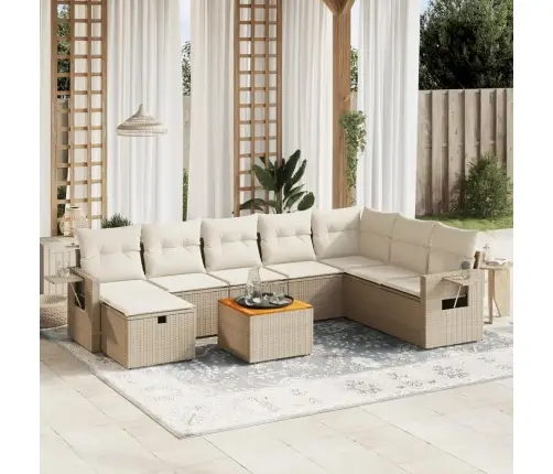 9-Osaline Aiadiivani Komplekt Patjadega, Beež, Polürotang