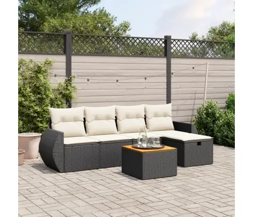 6-Daļīgs Dārza Dīvāna Komplekts, Matrači, Melna Pe Rotanpalma Vidaxl