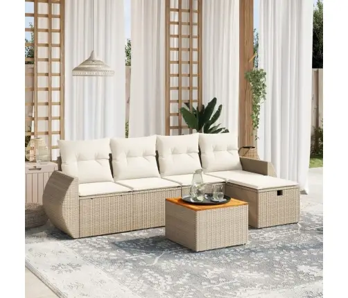 6-Daļīgs Dārza Dīvāna Komplekts, Matrači, Bēša Pe Rotangpalma Vidaxl