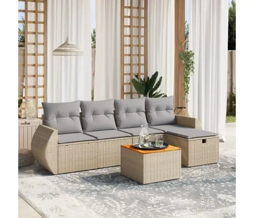 6-Daļīgs Dārza Dīvāna Komplekts, Matrači, Bēša Pe Rotangpalma Vidaxl