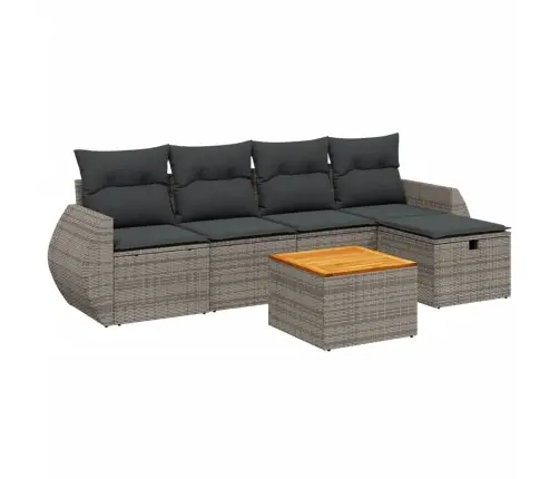 6-Daļīgs Dārza Dīvāna Komplekts Ar Matračiem, Pelēks Pe Pinums Vidaxl