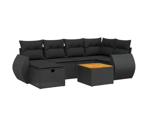 7-Daļīgs Dārza Dīvāna Komplekts Ar Matračiem, Melna Pe Vidaxl