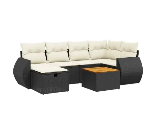 7-Daļīgs Dārza Dīvāna Komplekts Ar Matračiem, Melna Pe Vidaxl