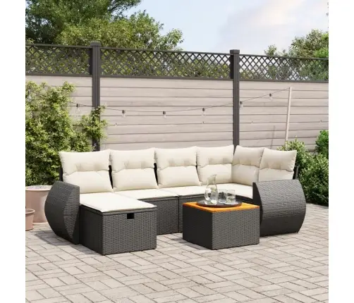 7-Daļīgs Dārza Dīvāna Komplekts Ar Matračiem, Melna Pe Vidaxl