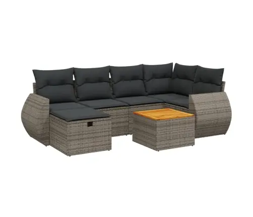 7-Daļīgs Dārza Dīvāna Komplekts, Matrači, Pelēka Pe Rotangpalma Vidaxl