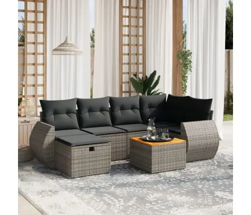 7-Daļīgs Dārza Dīvāna Komplekts, Matrači, Pelēka Pe Rotangpalma Vidaxl