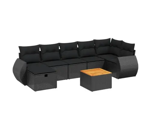 8-Daļīgs Dārza Dīvāna Komplekts, Matrači, Melna Pe Rotangpalma Vidaxl