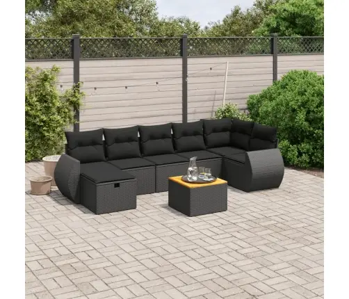 8-Daļīgs Dārza Dīvāna Komplekts, Matrači, Melna Pe Rotangpalma Vidaxl