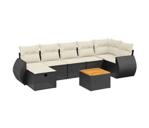 Sofos Komplektas Su Pagalvėlėmis, 8 Dalių, Juodas, Poliratanas