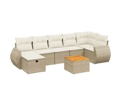 8-Daļīgs Dārza Dīvāna Komplekts, Matrači, Bēša Pe Rotangpalma Vidaxl